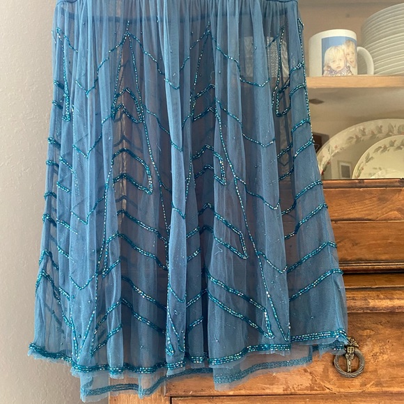 Free People Blue Mesh Beaded Slip - Picture 11 of 12